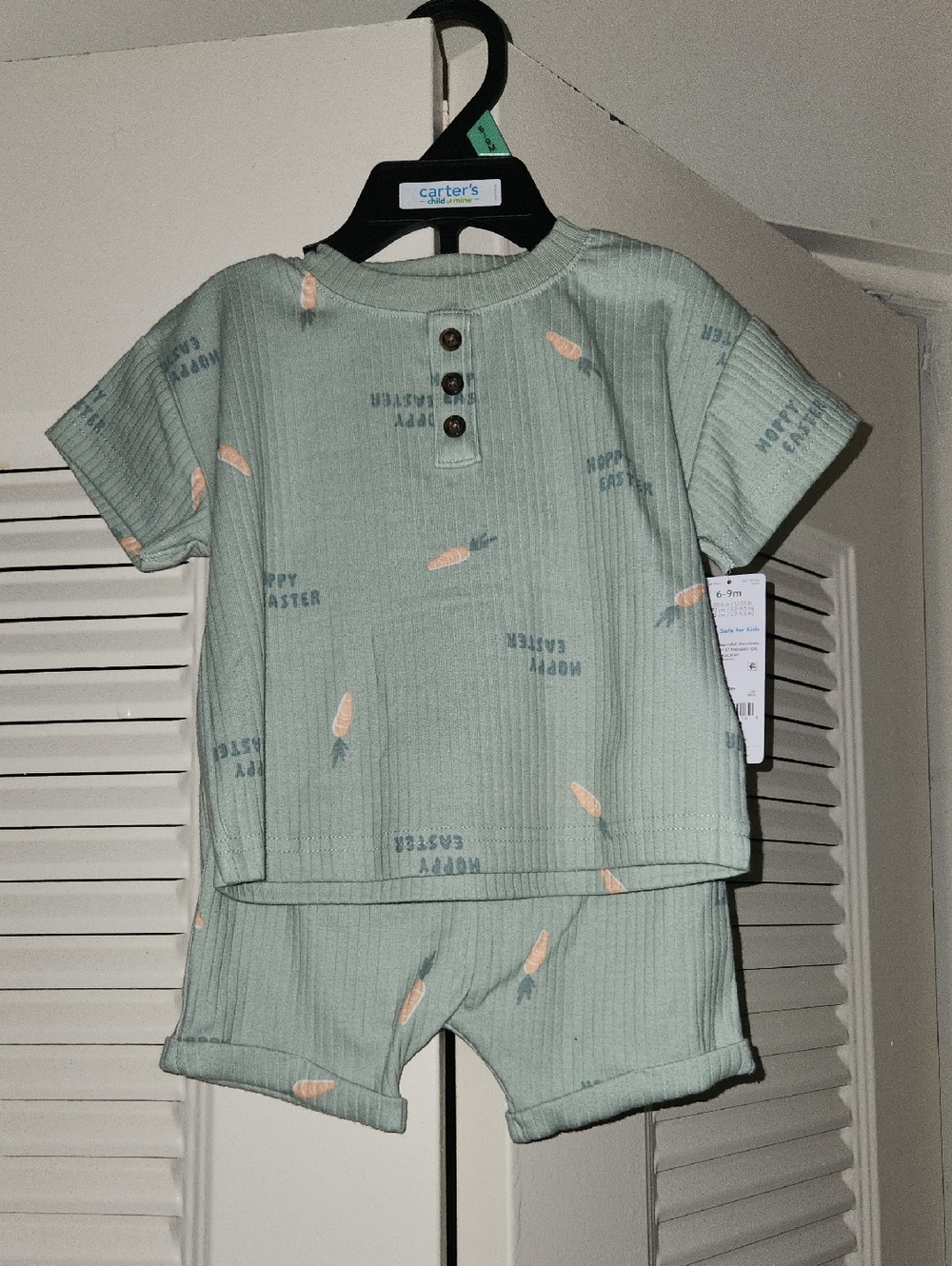 Carter's Mint Green Short-Sleeve Pajama Set with Carrot Print